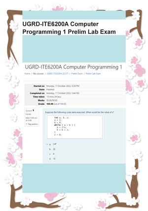 UGRD-ITE6200A Computer Programming 1 Final Lab Exam - Studocu