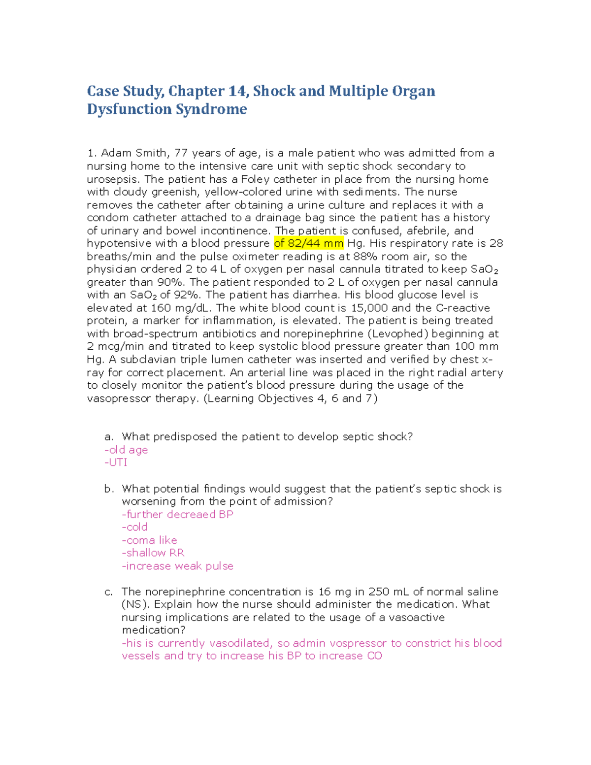 case study shock multiple cases