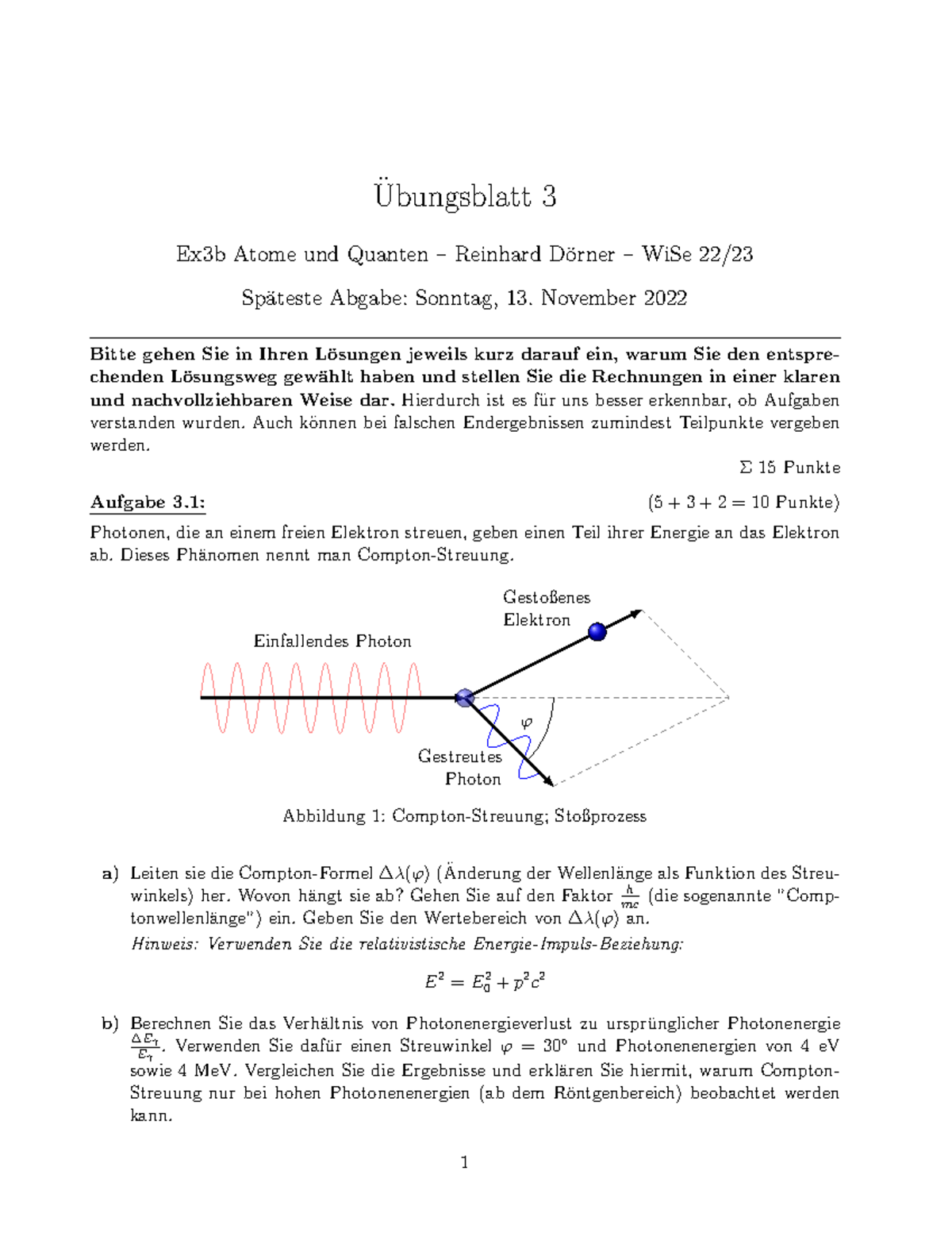 Übung 03 Aufgaben - Ubungsblatt 3 ̈ Ex3b Atome und Quanten – Reinhard D ...
