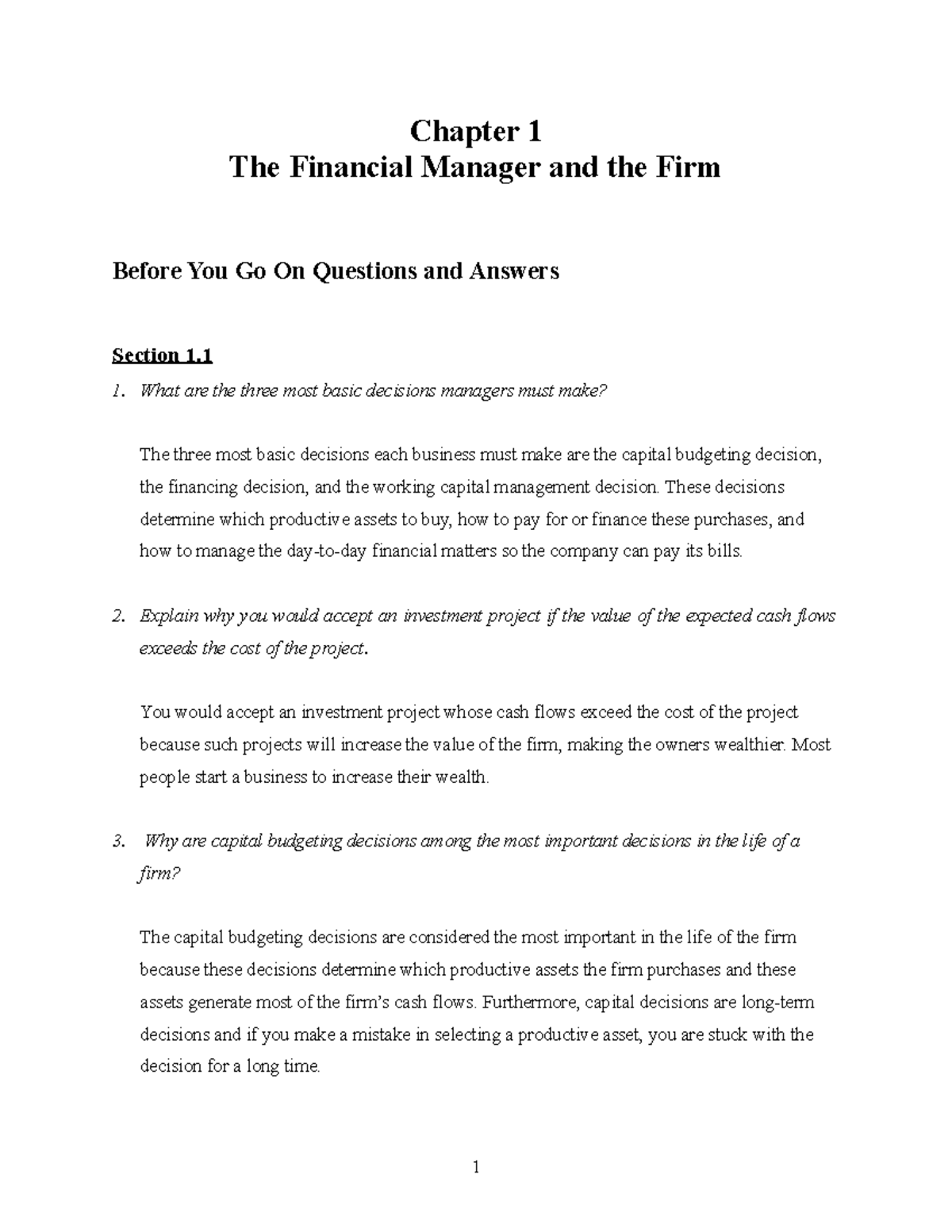 Ch01 - Practical Test - Chapter 1 The Financial Manager And The Firm ...