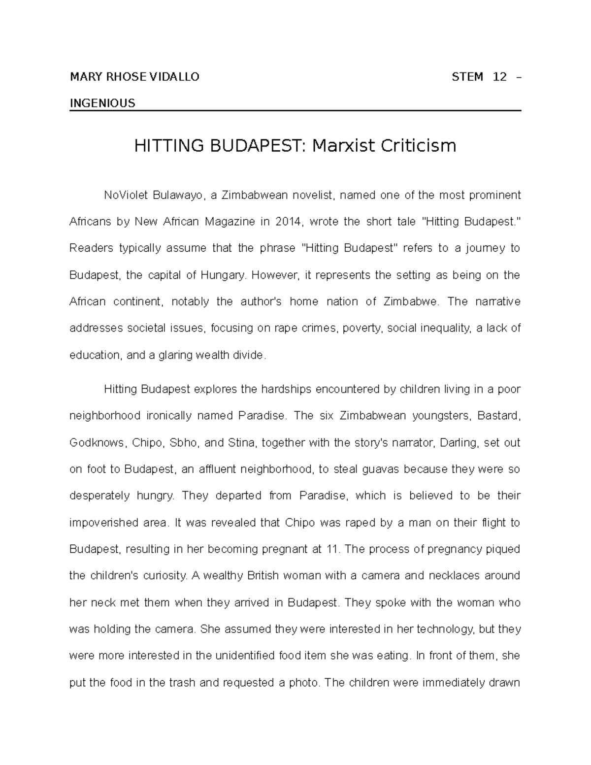 What Are The Social Status Of The Characters In Hitting Budapest