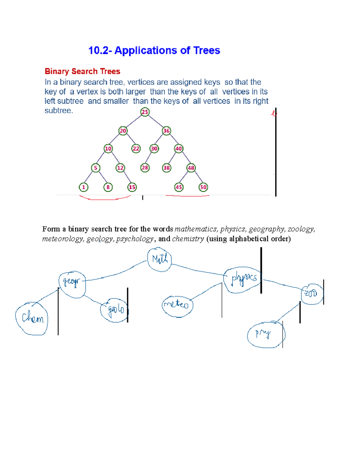 MAD Day 18 1-11 - mad - Form a binary search tree for the words ...