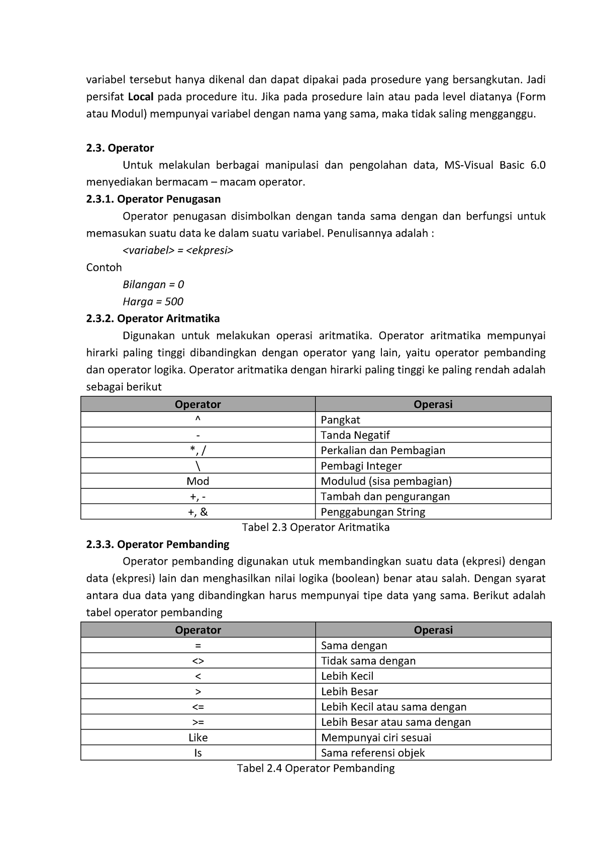 assignment operator in vb 6.0