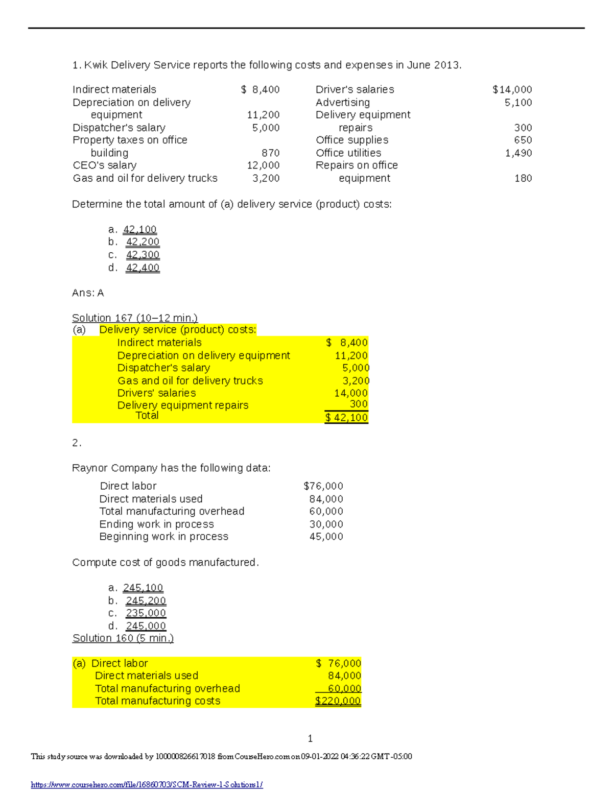 Doc - QUIZ - 1 This study source was downloaded by 100000826617018 from ...