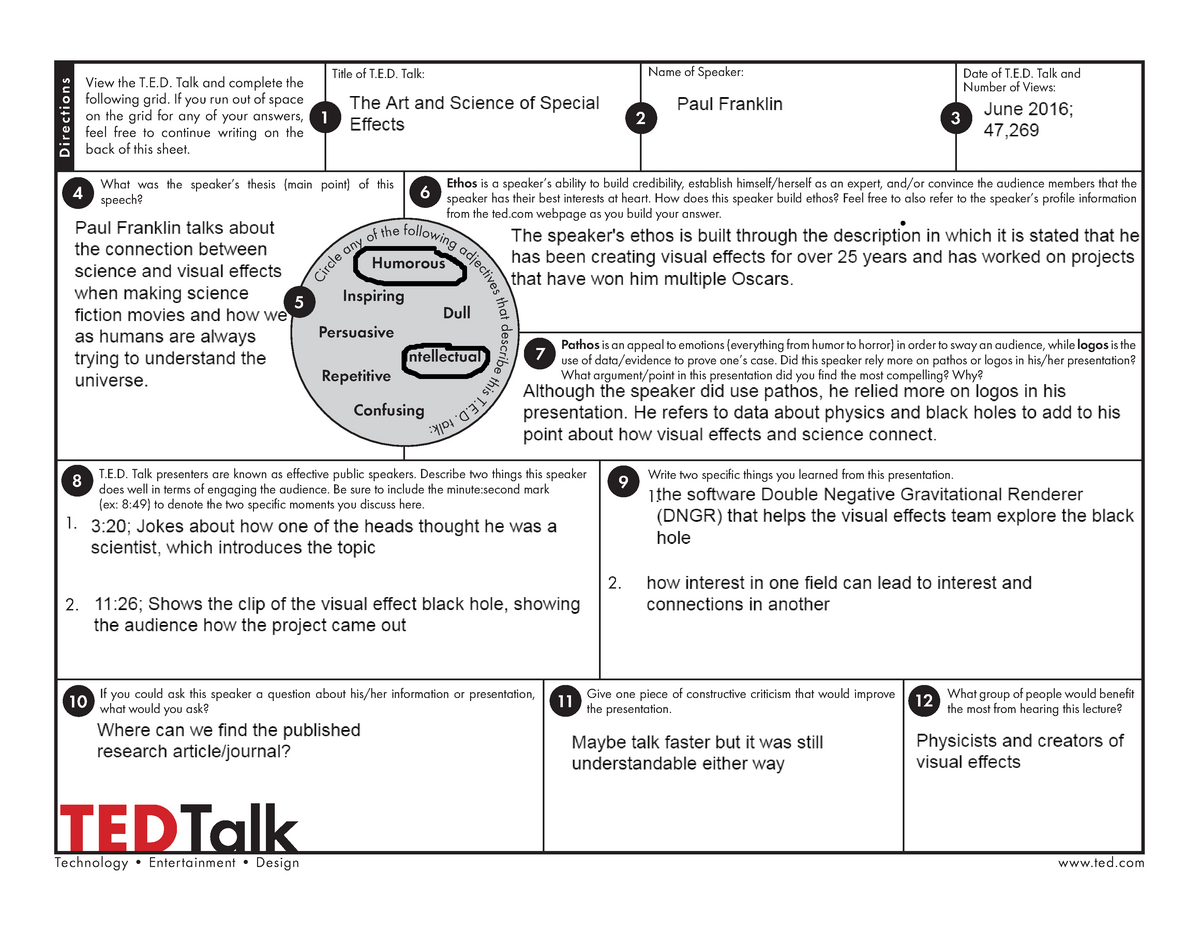 Ted Talk Worksheet 20 PracticeWorksheet DONOTUSEIGNOREPLEASE RTVB StuDocu