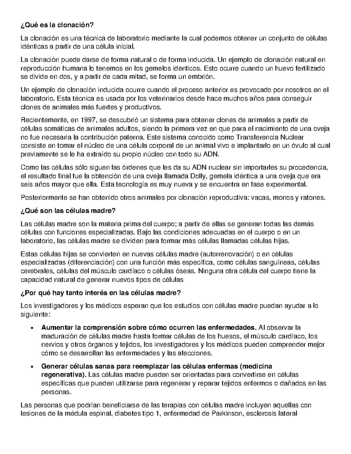 Qué es la clonación Material de estudio ¿Qué es la clonación? La