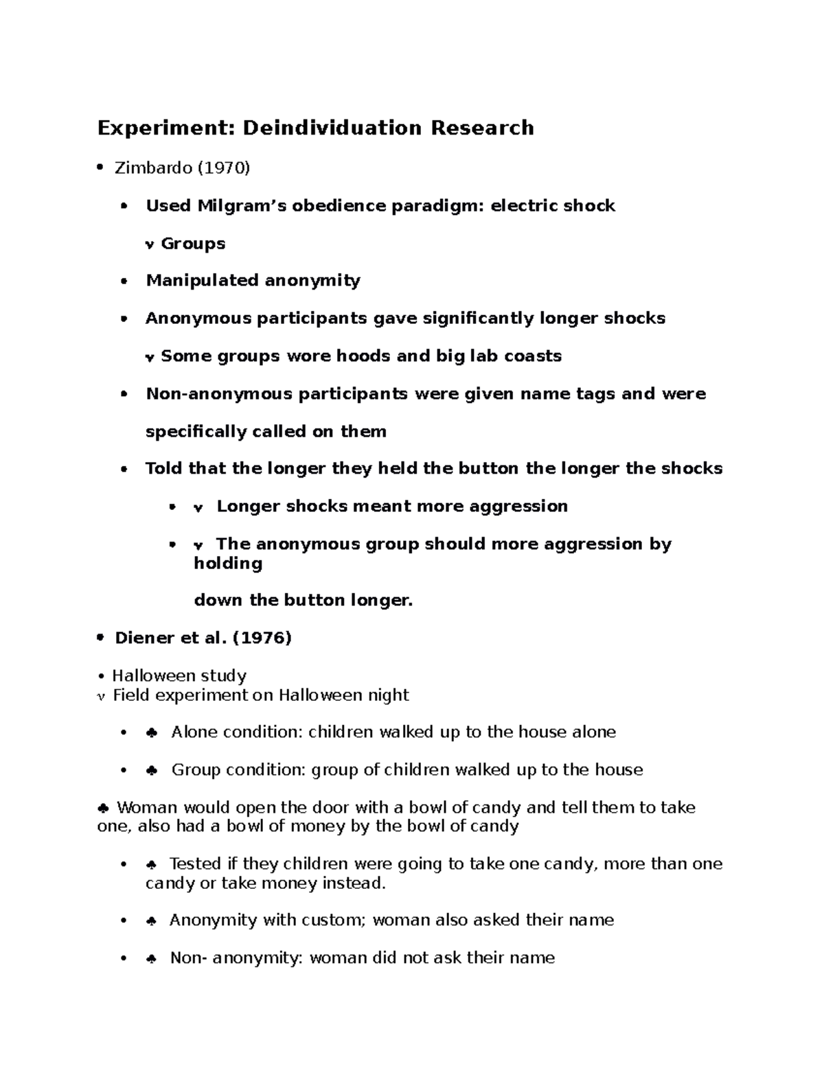 deindividuation experiments