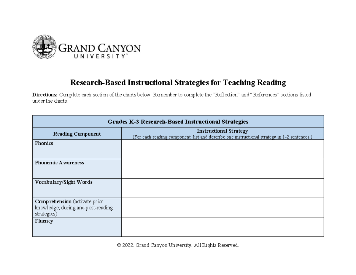 Rea 325 t1 research based instructional strategies for teaching reading