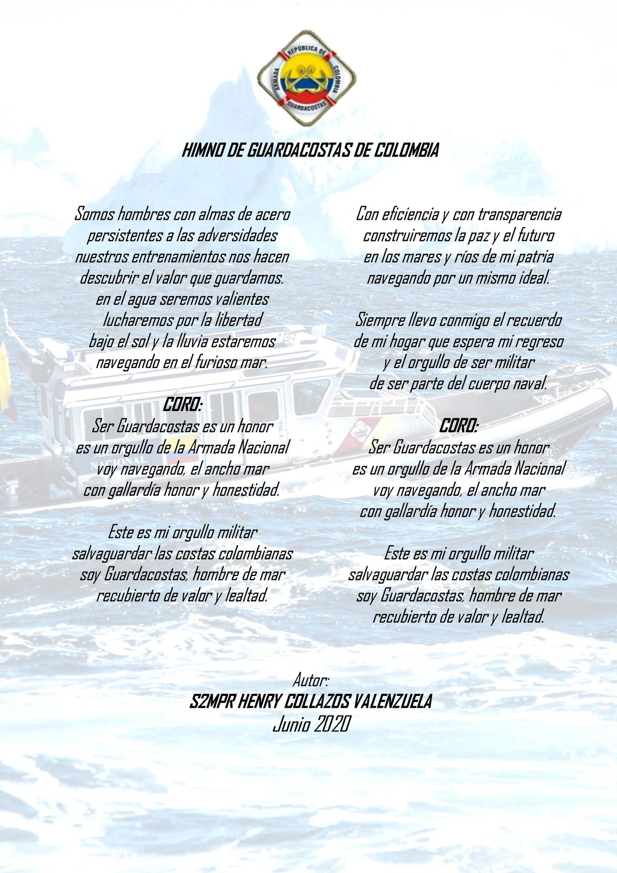 Himno DE Guardacostas 1 HIMNO DE GUARDACOSTAS DE COLOMBIA Somos