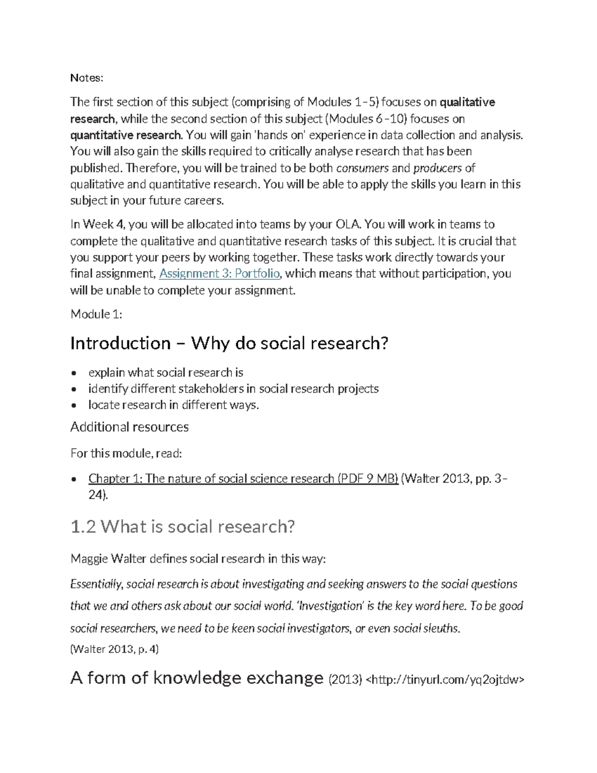 CULT3001 Applied Social Research Notes The first section of this