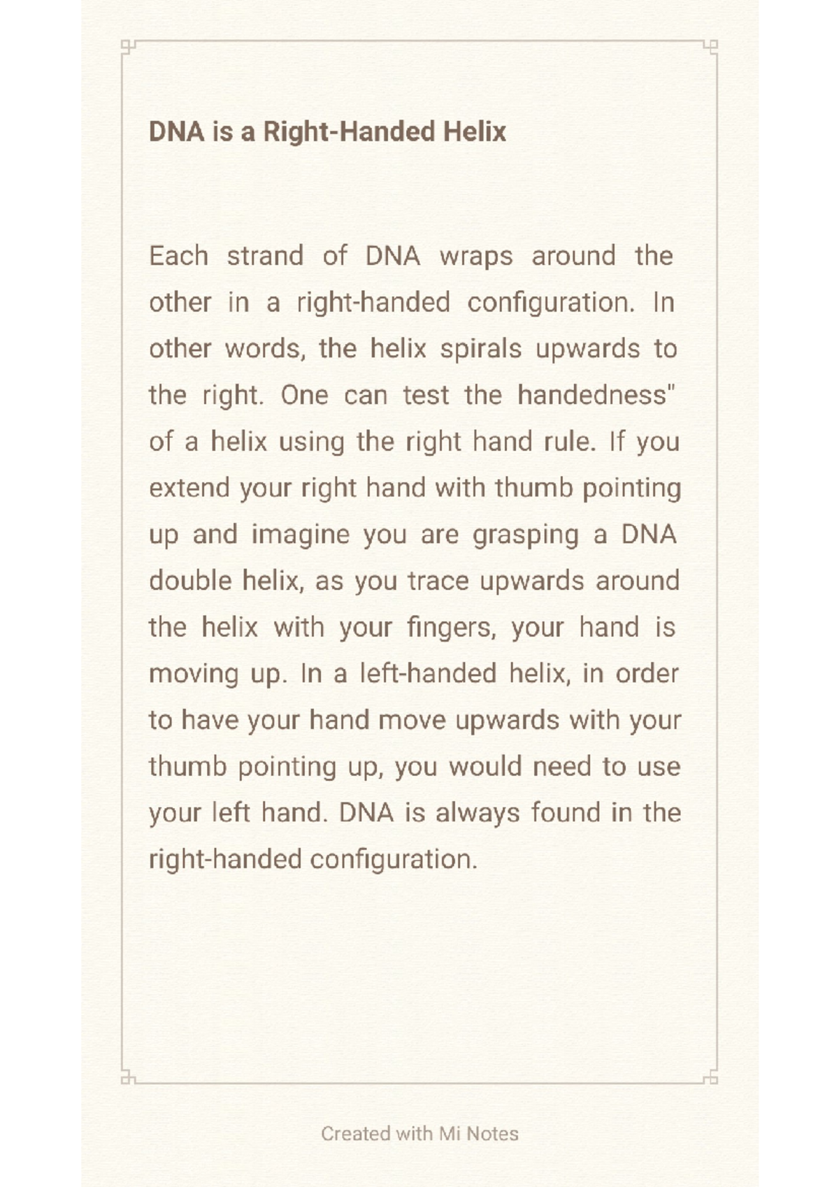 DNA is RightHanded Helix Biology Studocu