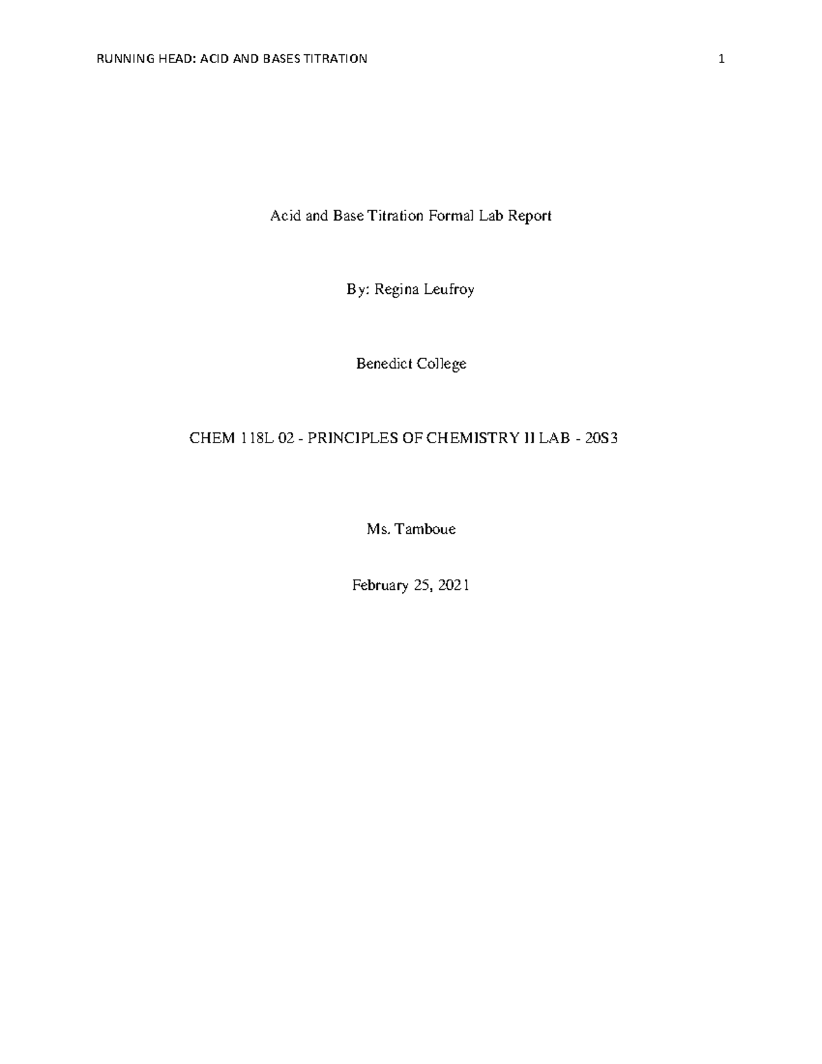 Chem lab copy 2 Grade B Acid and Base Titration Formal Lab Report