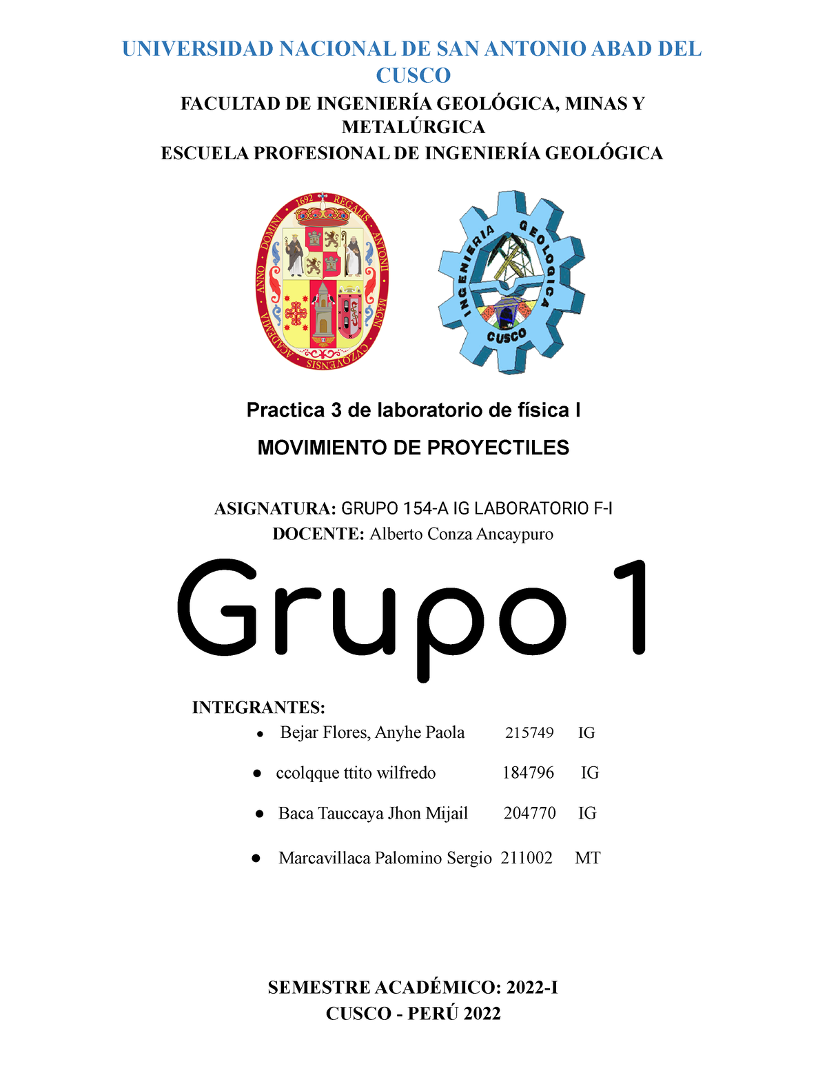 Practica 3 De Laboratorio De Física I - UNIVERSIDAD NACIONAL DE SAN ...