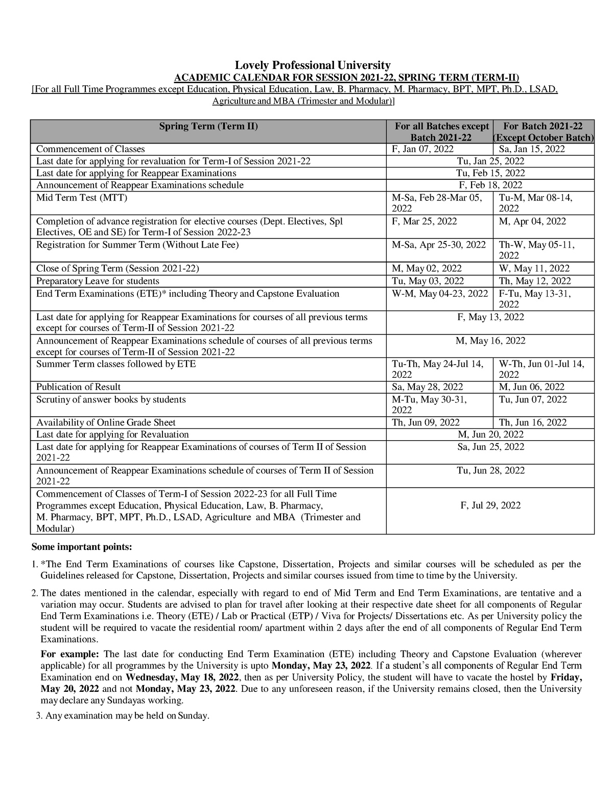 Academic Year Calendar Printable Pdf