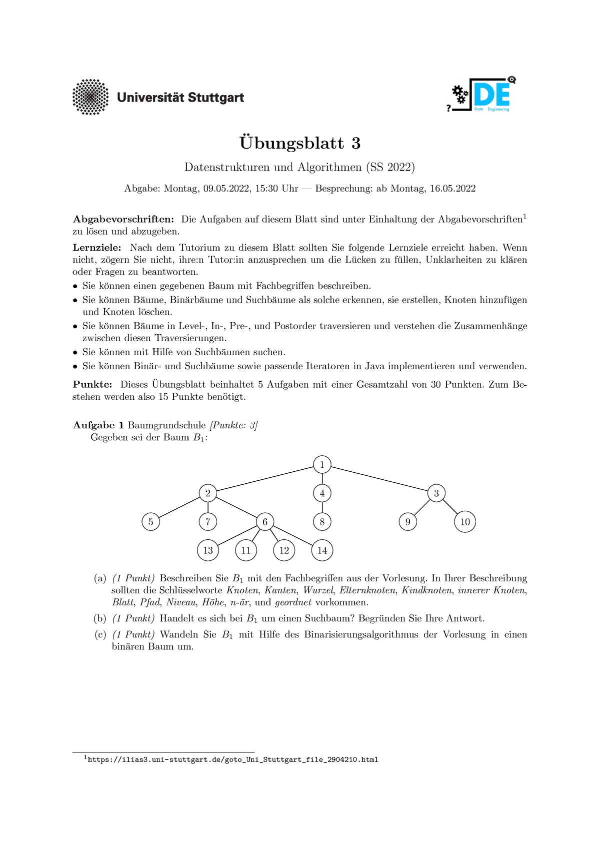 DSA Blatt 03 - Sommersemester - ̈ Ubungsblatt 3 Datenstrukturen Und ...