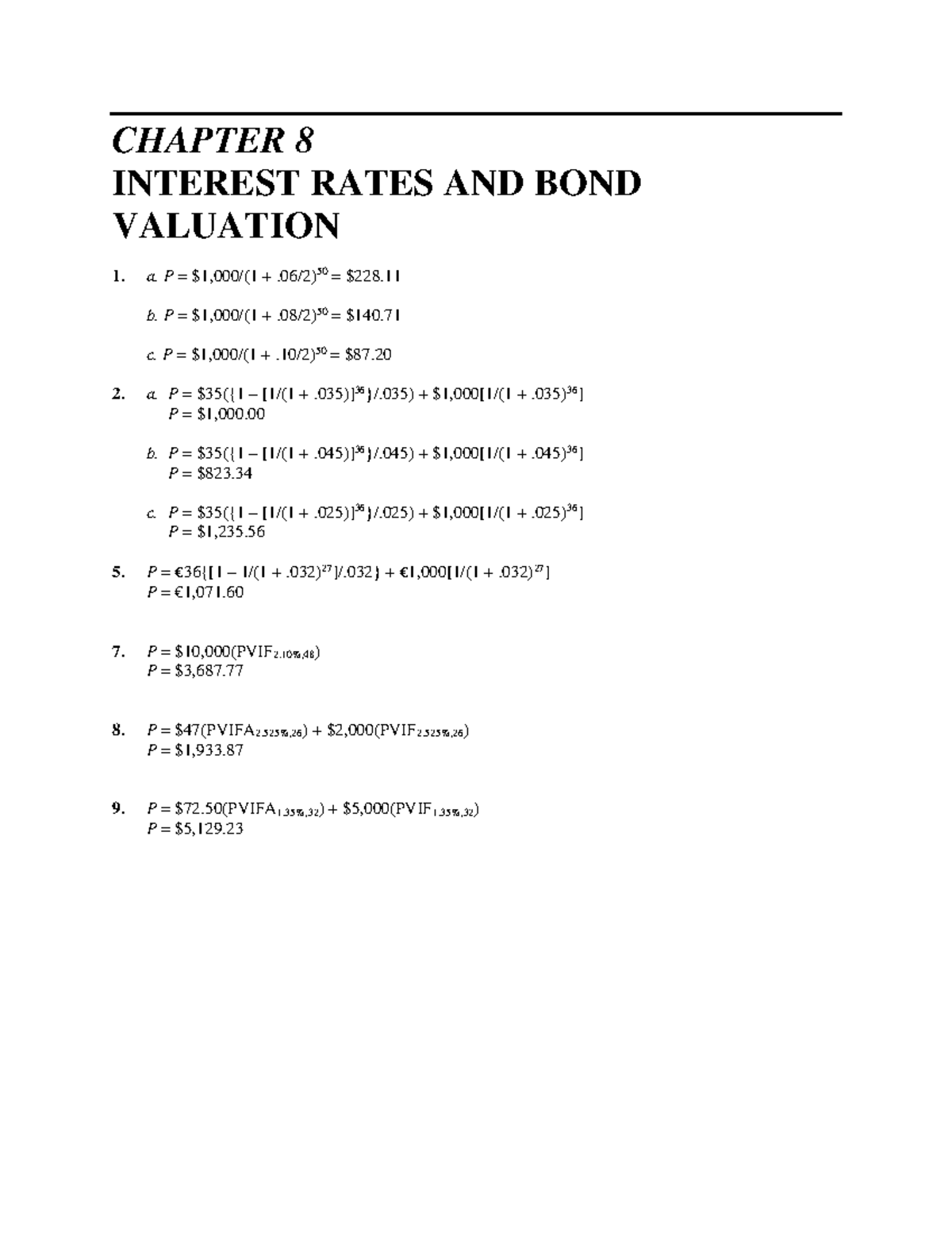 Chapter 8 Selected Problems Solutions - CHAPTER 8 INTEREST RATES AND ...