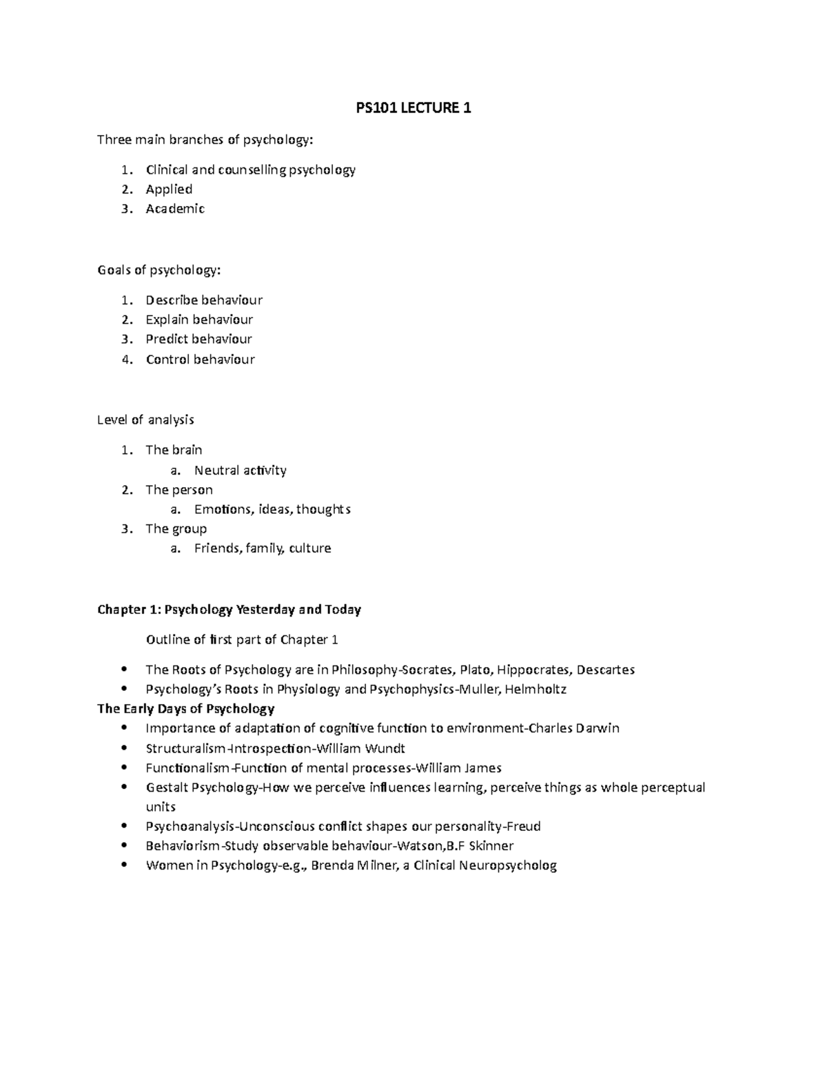 PS101 notes on chapter 1-2 covered in lecture 1 - PS101 LECTURE 1 Three ...