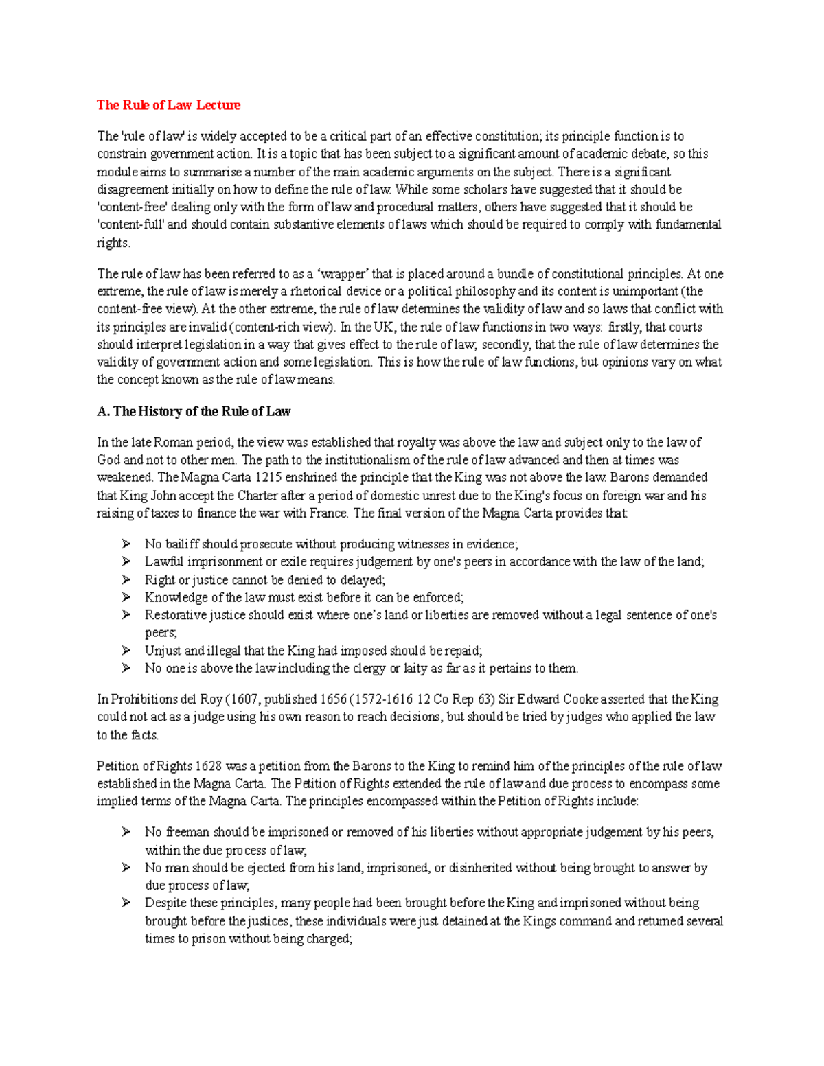 The Rule of Law Lecture - It is a topic that has been subject to a ...