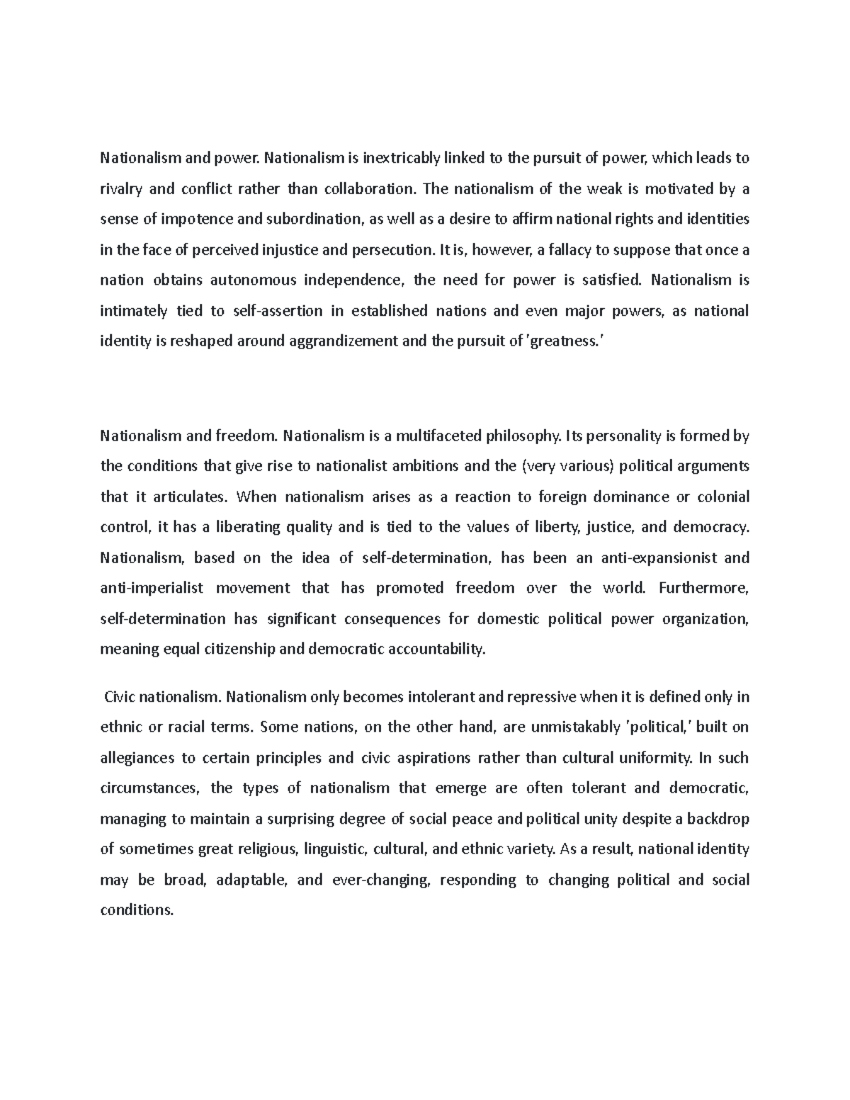 Foreign Policy - n/a - Nationalism and power. Nationalism is ...