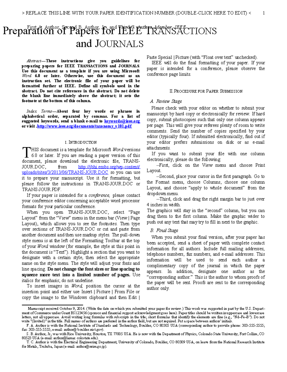 Trans-JOUR - Abstract—These instructions give you guidelines for ...