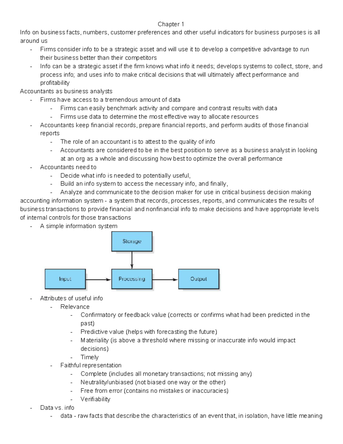 ACC 3202 - AIS Chapter Notes - Chapter 1 Info On Business Facts ...