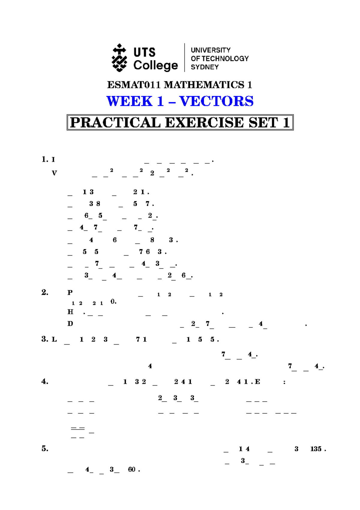 Week 1 - Practical Exercise Set 1 - ESMAT011 MATHEMATICS 1 WEEK 1 ...