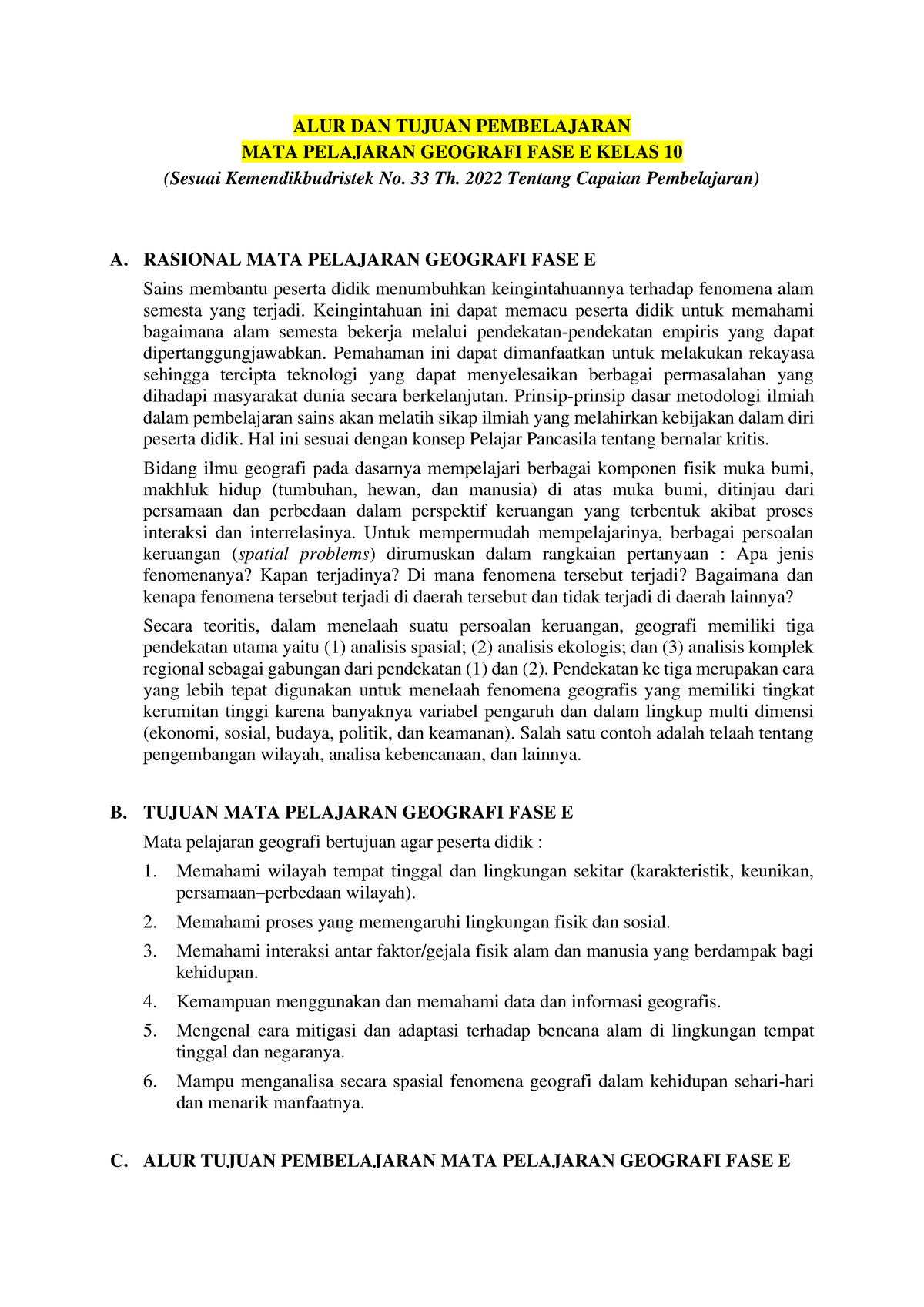 ATP Fase E - IPS (Geografi) - ALUR DAN TUJUAN PEMBELAJARAN MATA ...