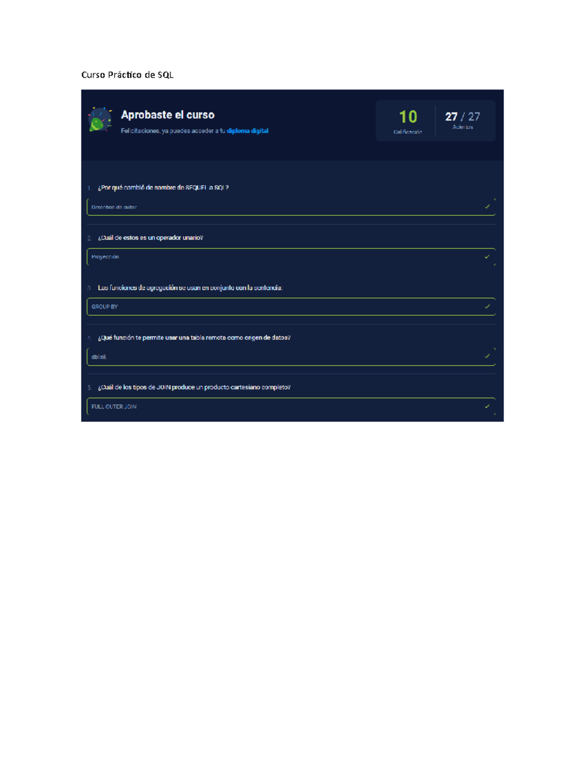 Curso Práctico de SQL - base de datos - Studocu