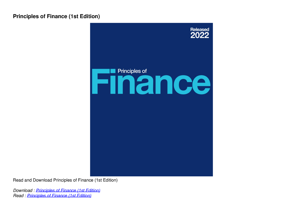 [READ DOWNLOAD] Principles Of Finance (1st Edition) - Principles Of ...