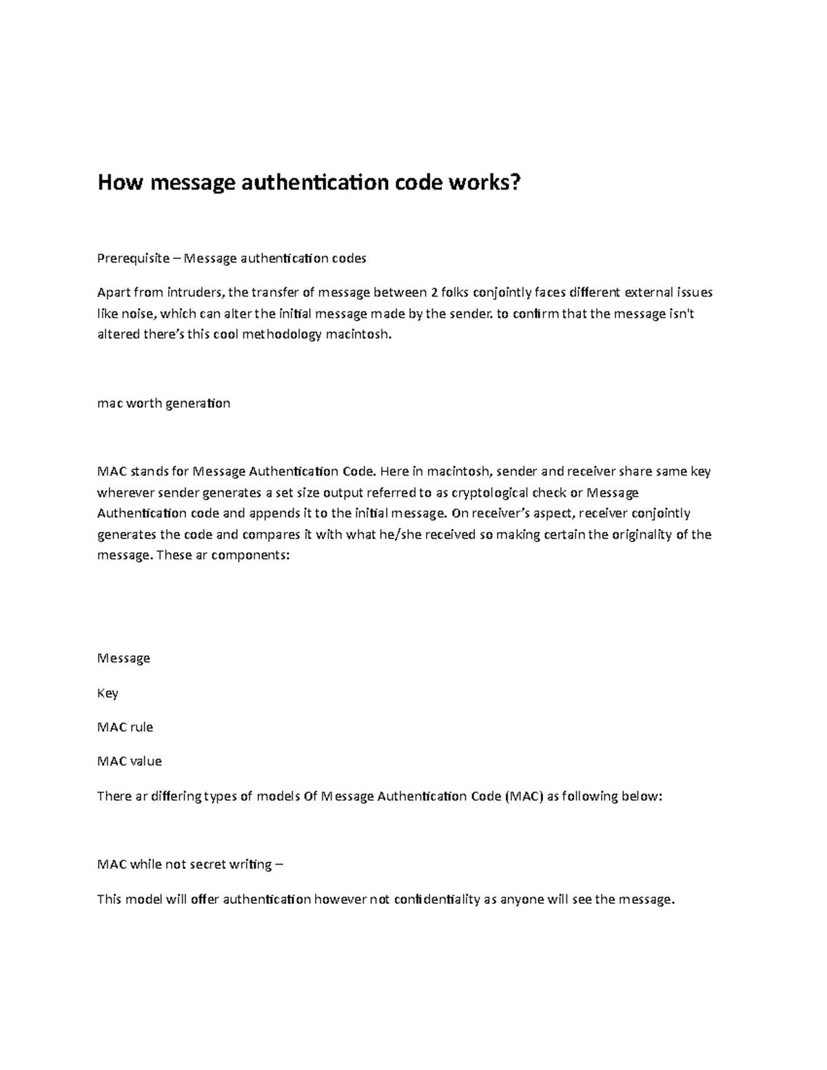 How message authentication code works - How message authentication code ...