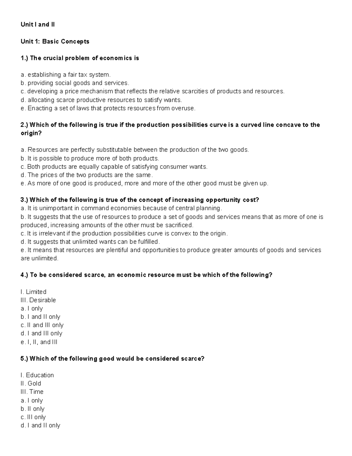 Unit I and II Practice - AP course - Unit I and II Unit 1: Basic ...