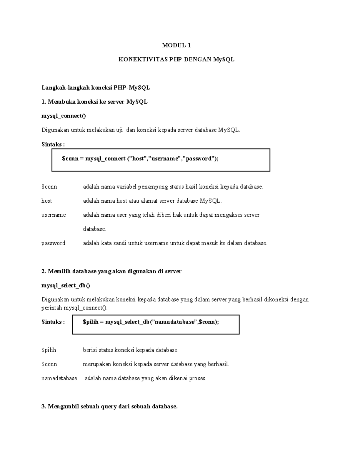Modul 11 CCP220 - KONEKTIVITAS PHP DENGAN MySQL - MODUL 1 KONEKTIVITAS ...