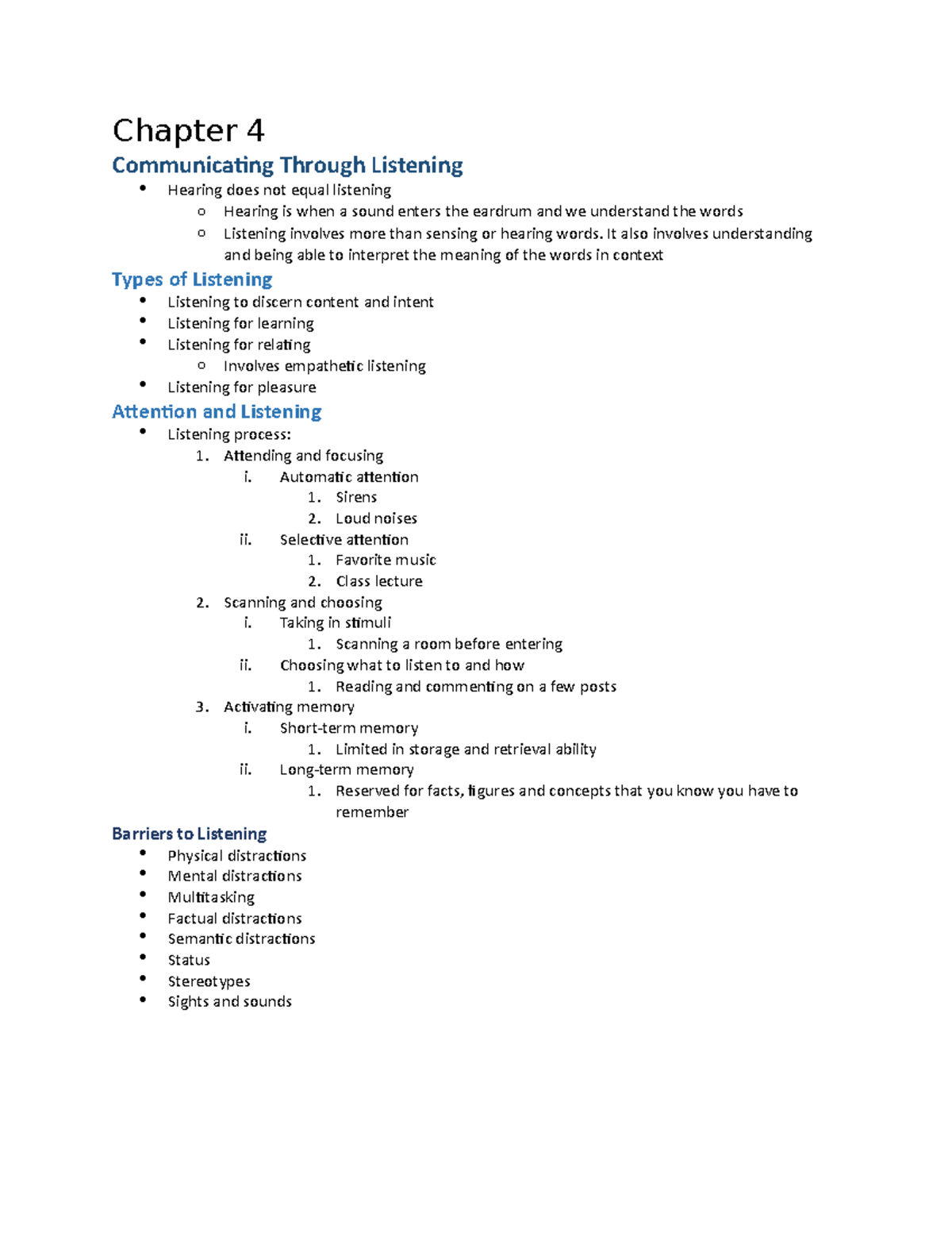 Chapter 4 Cmst Listening Chapter 4 Communicating Through Listening