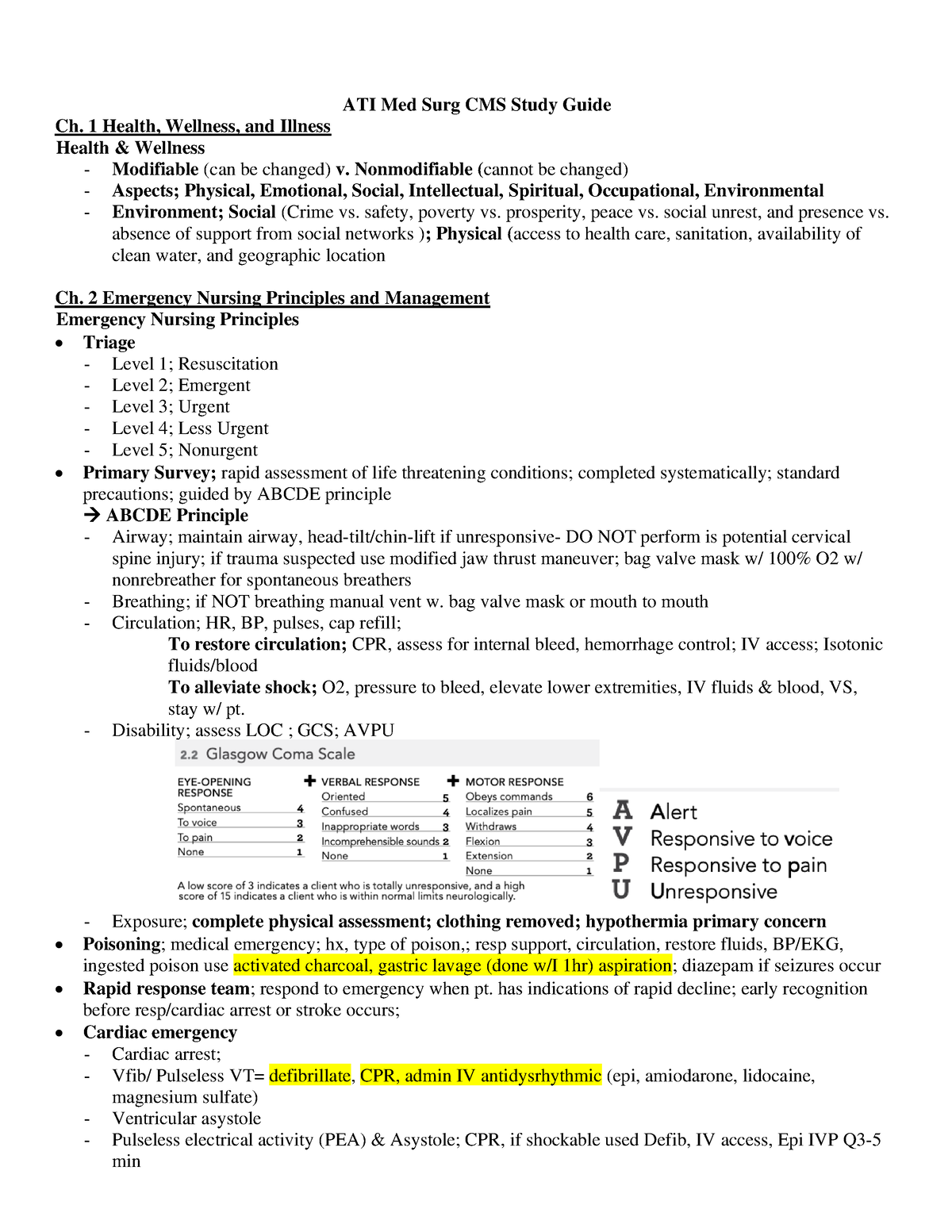 ATIMed Surg CMSStudy Guide - ATI Med Surg CMS Study Guide Ch. 1 Health ...