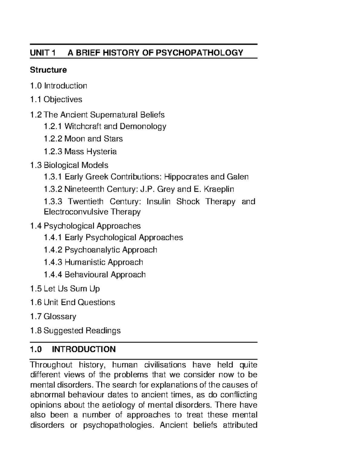 Psychopathology - summary - UNIT 1 A BRIEF HISTORY OF PSYCHOPATHOLOGY ...