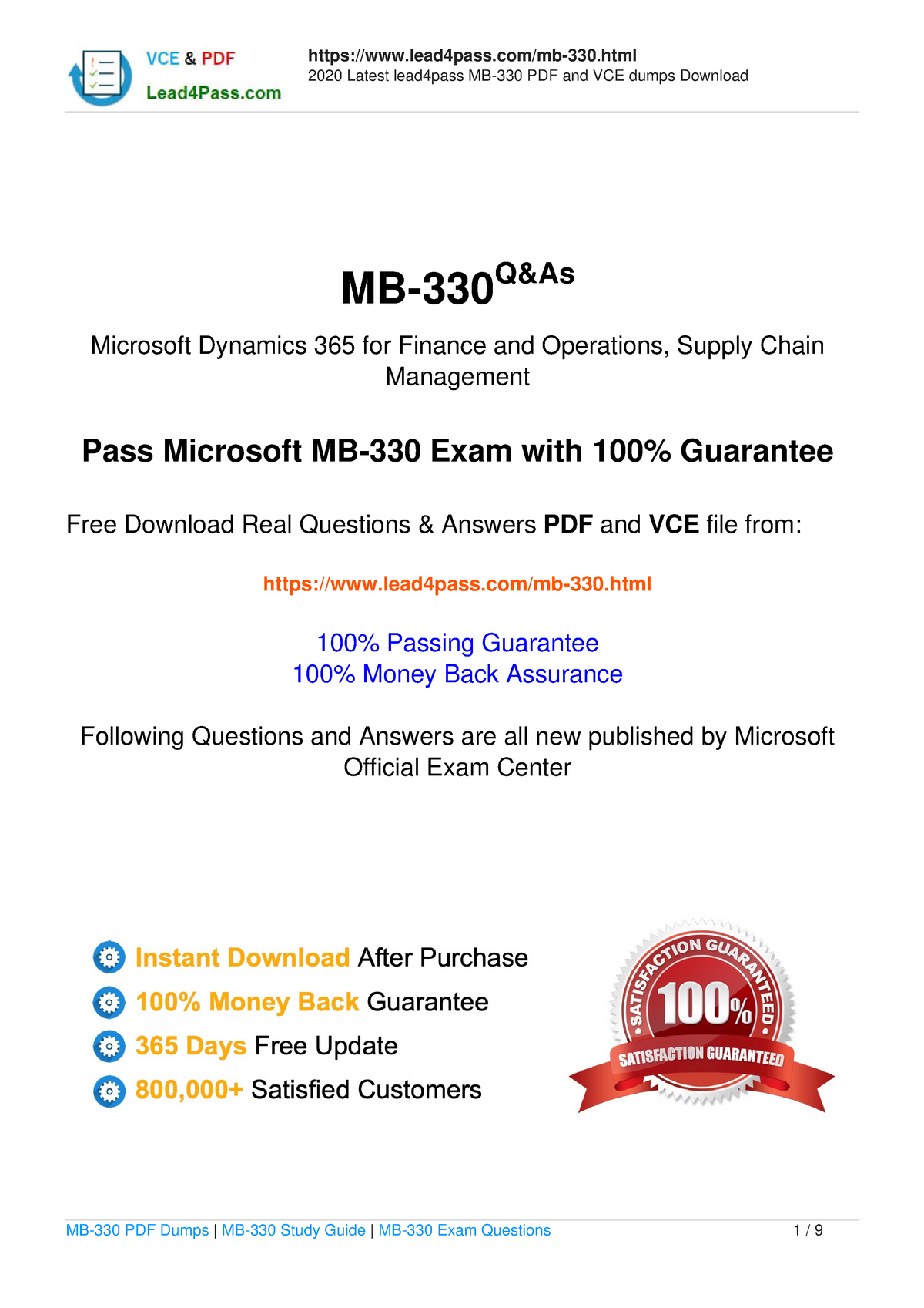 Latest MB-330 Practice Questions