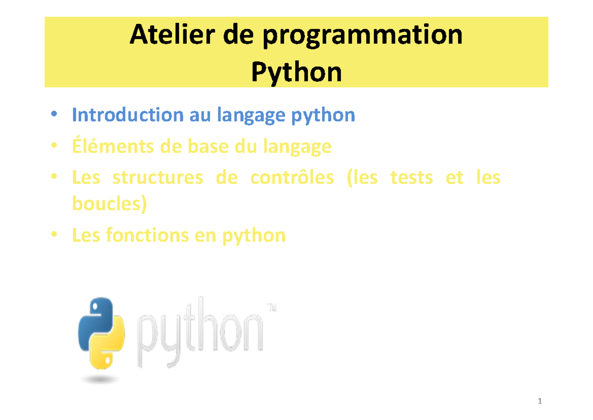 Ch1 - python course - Atelier de programmation Python Introduction au ...