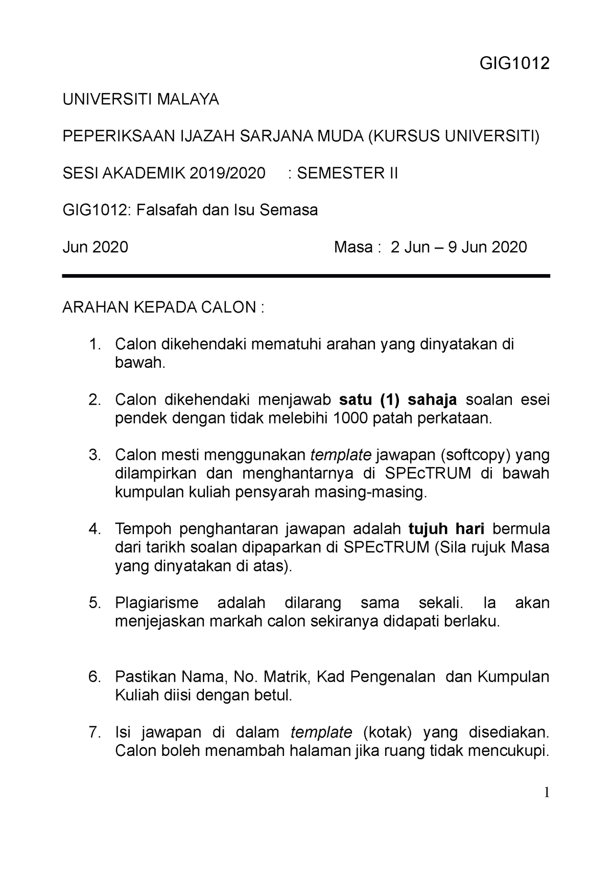 Kumpulan 20 5 Soalan Esei Tan Ee Leen Lia190148 Universiti Malaya Peperiksaan Ijazah Sarjana Muda Studocu