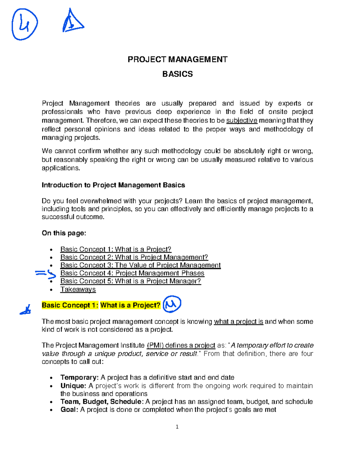 Project Management Basics - PROJECT MANAGEMENT BASICS Project ...