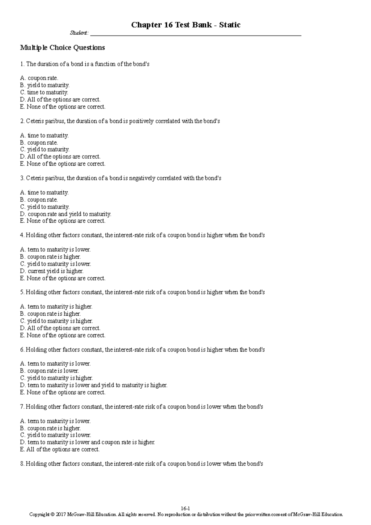 Chapter 16 Test Bank - Chapter 16 Test Bank - Static Student: - Studocu