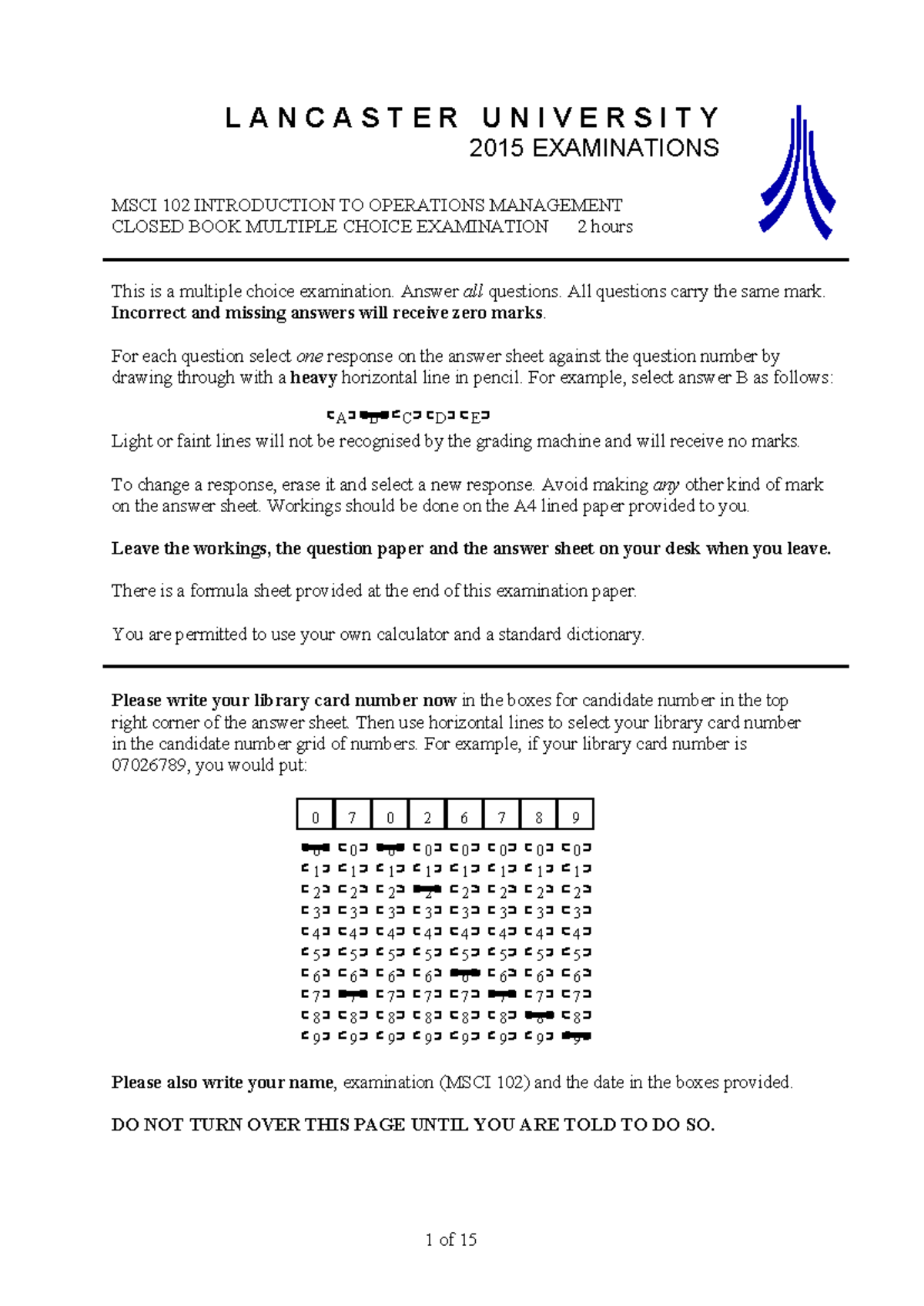 Msci-102-2015-exam_answers - L A N C A S T E R U N I V E R S I T Y 2015 ...