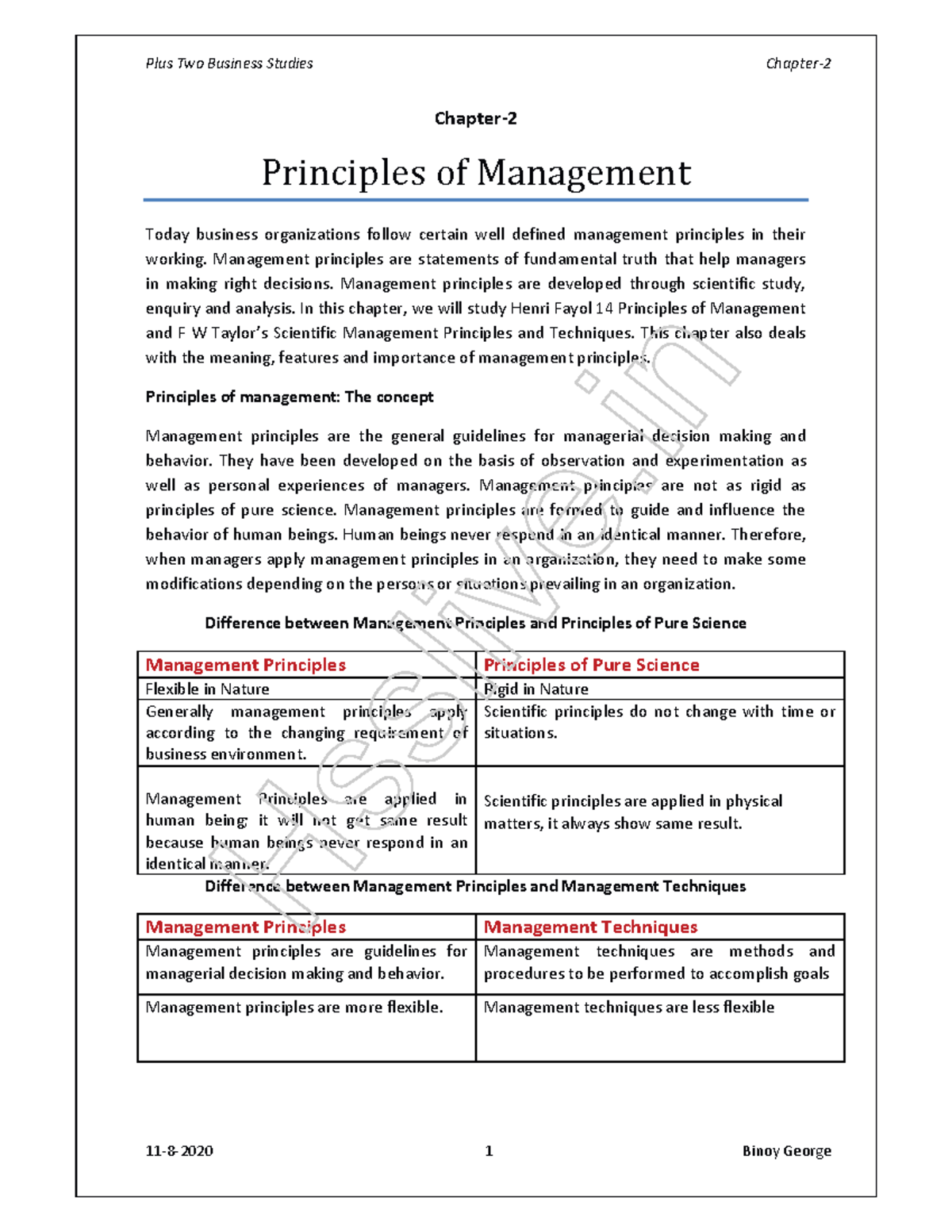 Hsslive xii bs ch 2 study notes binoy - Chapter- Principles of ...