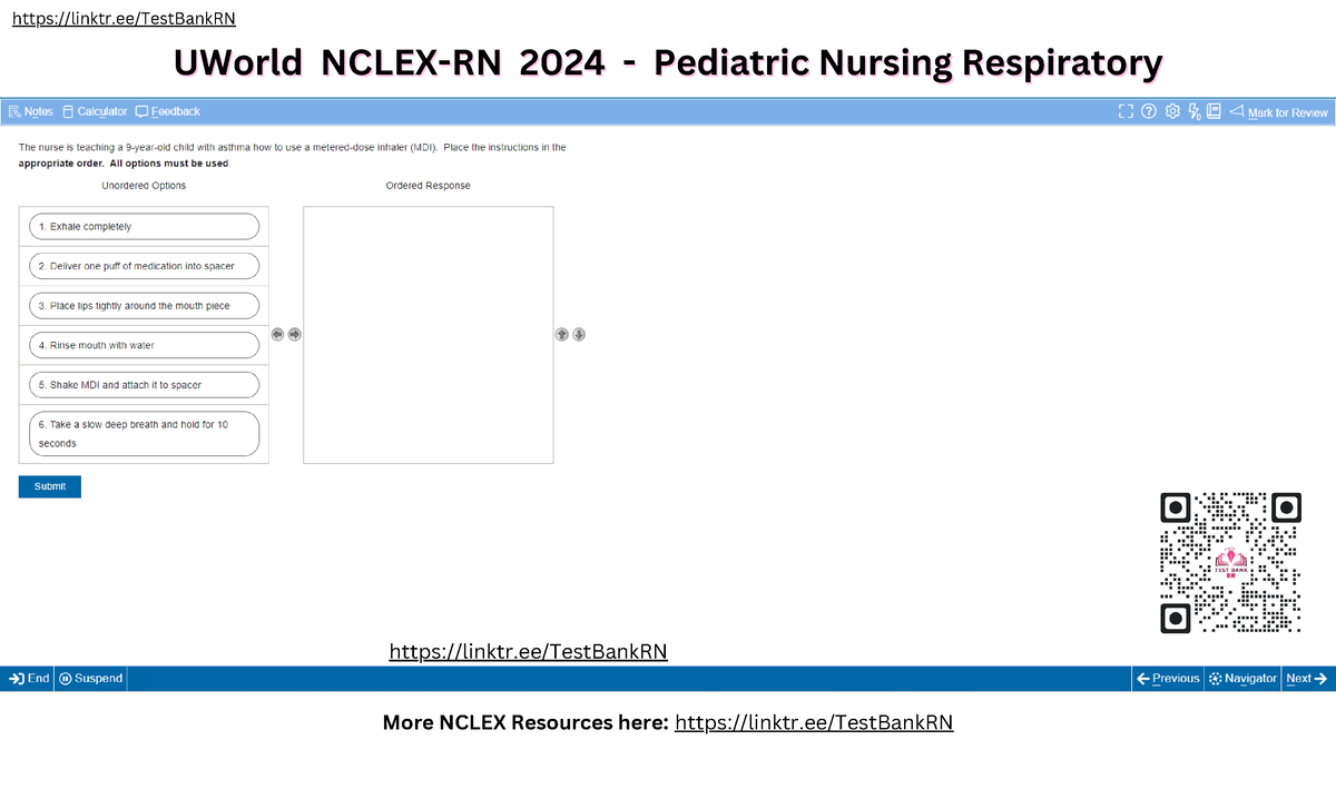 UWorld NclexRN 2024 Pediatric Nursing Respiratory linktr