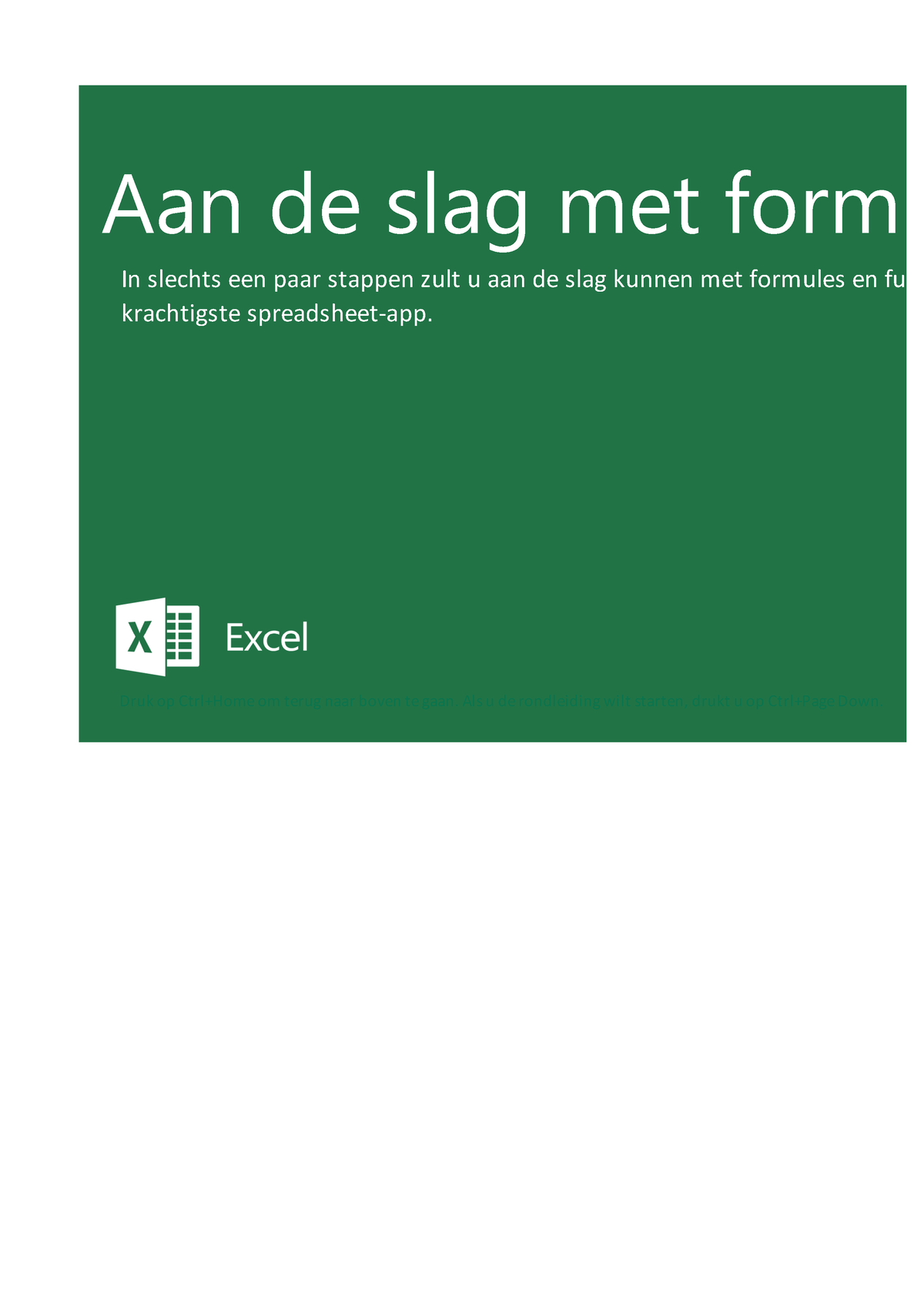 Excel Leren 1 - Aan De Slag Met Formu In Slechts Een Paar Stappen Zult ...