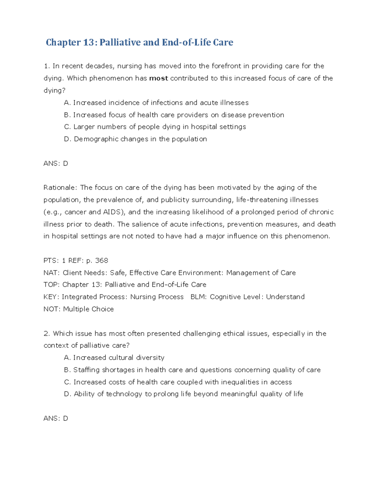 TG Chapter 13 - Medsurg - Chapter 13: Palliative and End-of-Life Care ...