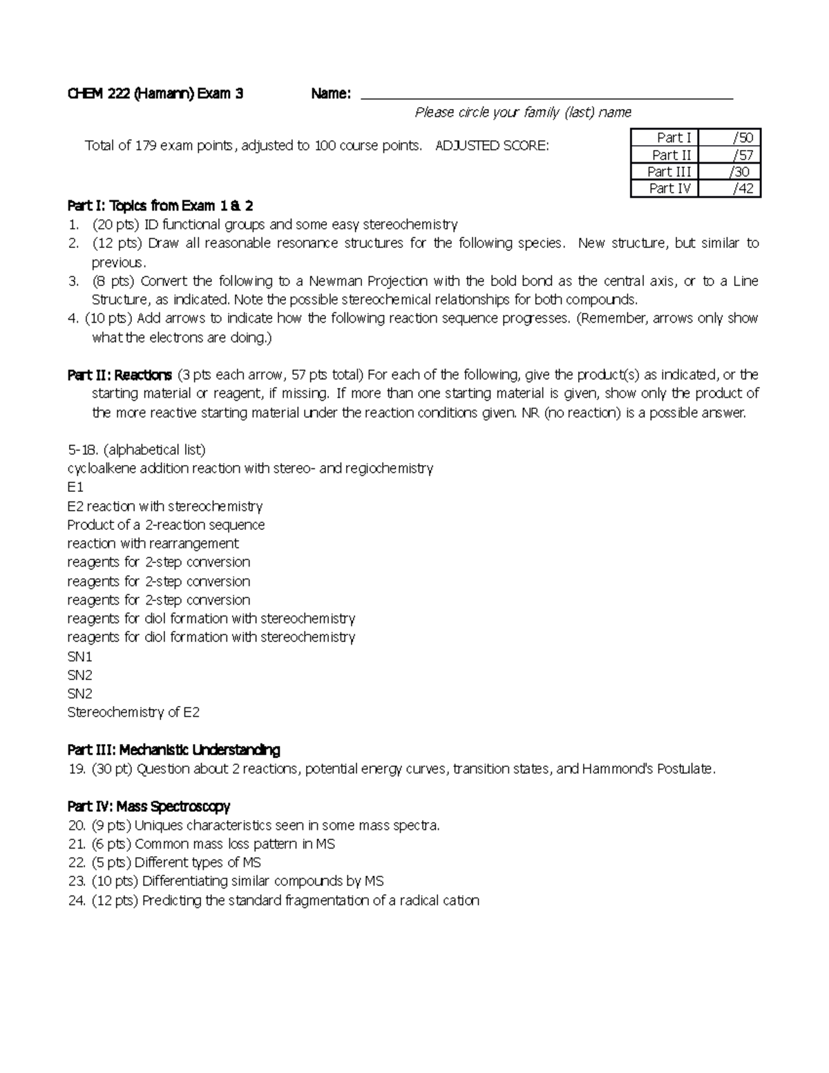 CHEM 222 Exam 3 Summary F21 - CHEM 222.04 - Hunter College - Studocu