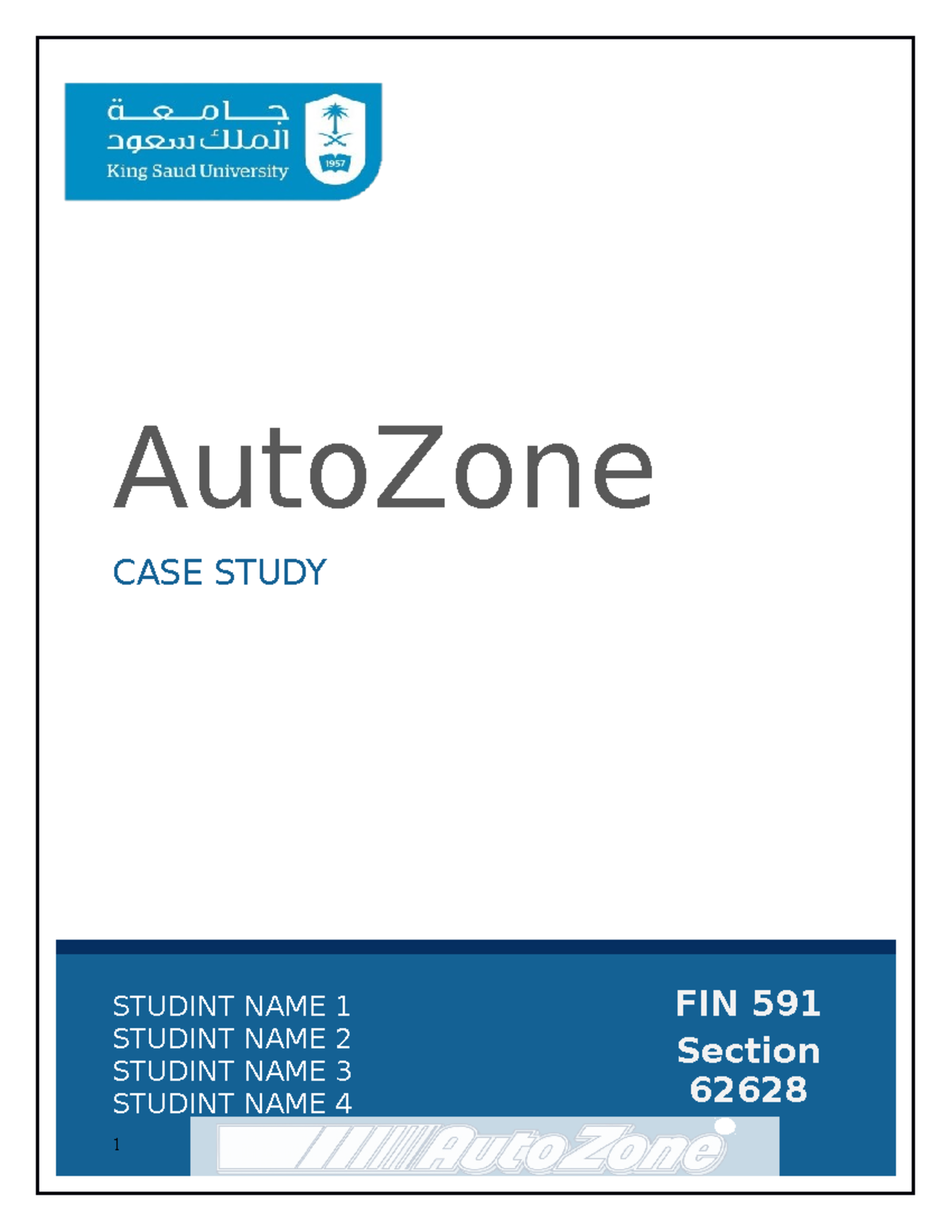 20220319074815 62358 abf3c4b4 autozone case study STUDINT NAME 1
