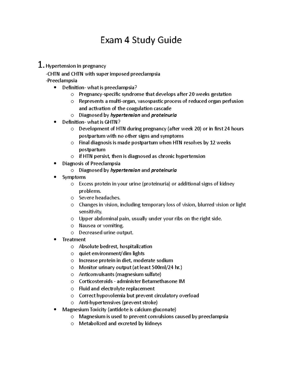 Exam 4 Study Guide - Review for exam 4 materials. - Exam 4 Study Guide ...