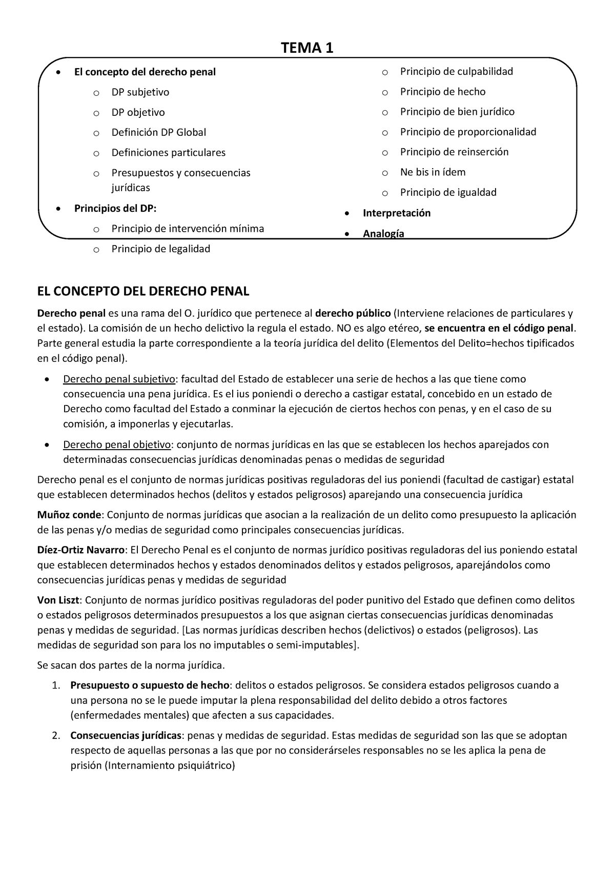 Tema 1 - Derecho Penal I - TEMA 1 El Concepto Del Derecho Penal O ...