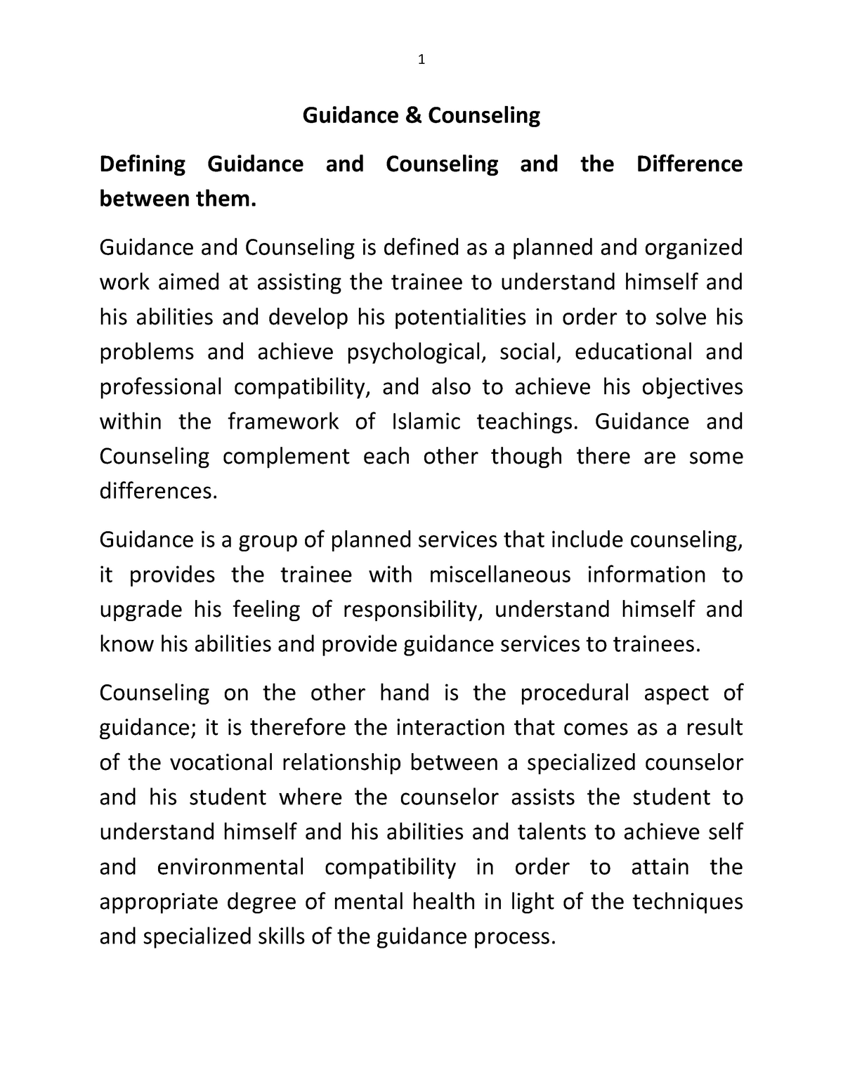 essay about guidance counselor